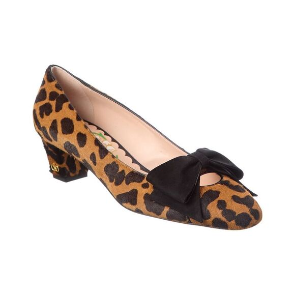 Valentino Bowow 45 Haircalf & Leather Pump, Brown - Picture 1 of 5
